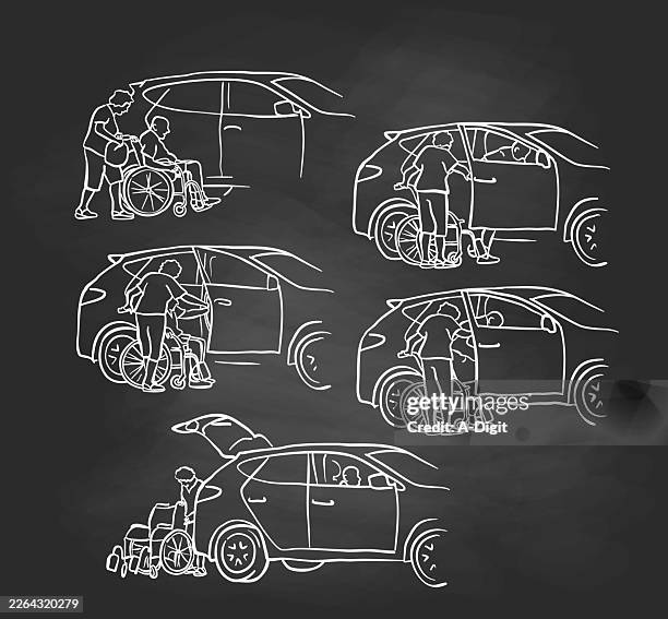 wheelchair loading 2 - social worker with elderly stock illustrations