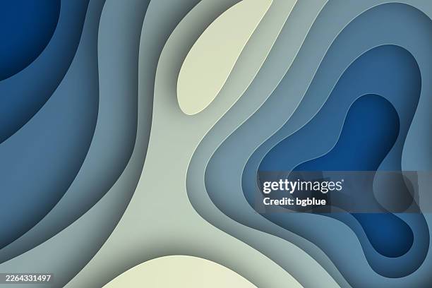 ilustraciones, imágenes clip art, dibujos animados e iconos de stock de fondo de corte de papel - formas fluidas abstractas azules - diseño 3d de moda - papel recortado