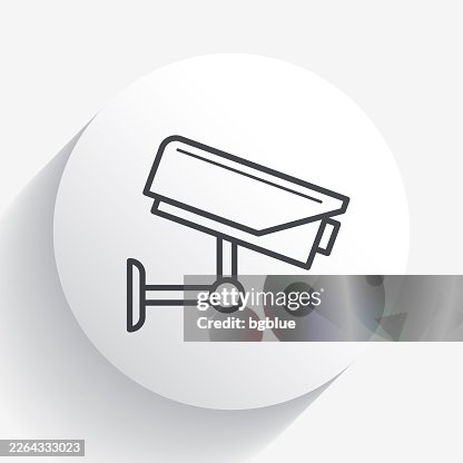 CCTV - Security camera. Icon on circle button with long shadow CCTV - Security camera. Icon on circle button with long shadow