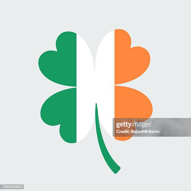 ireland flag in four leaf clover shape. vector - saint patrick stock illustrations
