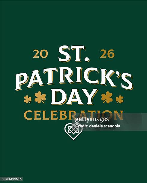 st. patrick day with four leaf clover symbol on green background. - st patricks parade stock illustrations