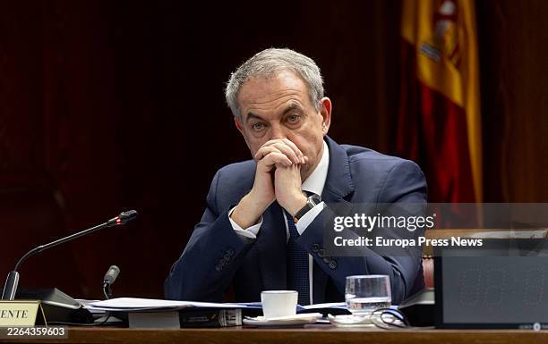 The former Prime Minister Jose Luis Rodriguez Zapatero appears before the Commission of Inquiry on the 'Koldo case', in the Senate, on 2 March 2026,...