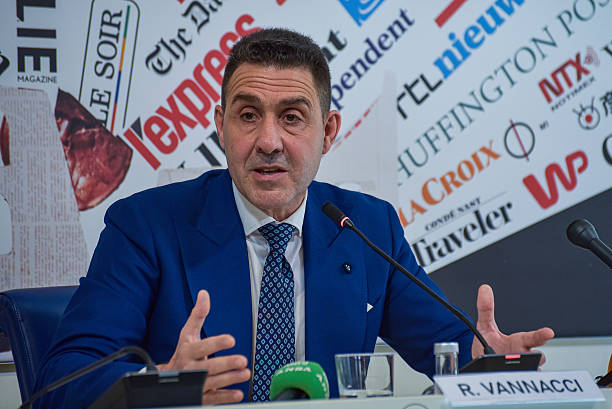 And former General Roberto Vannacci speaks during a press conference presenting his new party 'Futuro Nazionale' at the Foreign Press Association,...