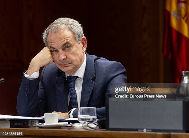 The former Prime Minister Jose Luis Rodriguez Zapatero appears before the Commission of Inquiry on the 'Koldo case', in the Senate, on 2 March 2026,...