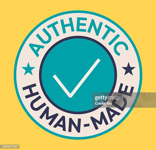authentic human-made no ai artificial intelligence badge symbol design element - product creation stock illustrations
