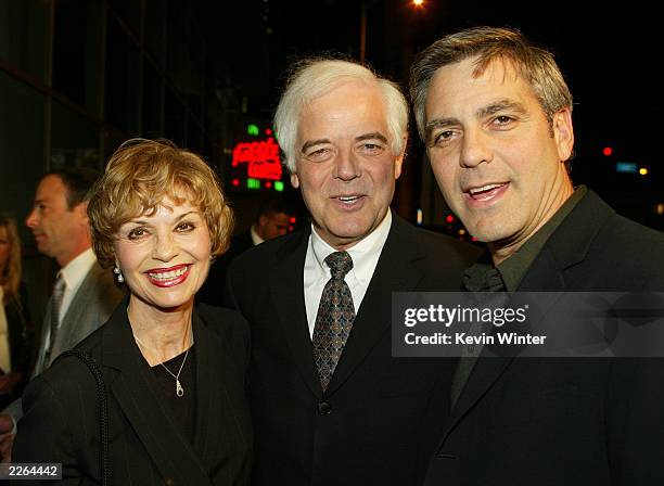 George Clooney and his parents Nick and Nina Clooney at the premiere of "Solaris" at the Cinerama Dome in Hollywood, Ca. Tuesday, Nov. 19, 2002....