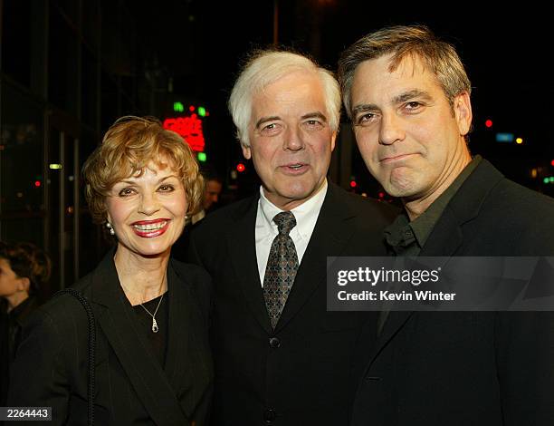 George Clooney and his parents Nick and Nina Clooney at the premiere of "Solaris" at the Cinerama Dome in Hollywood, Ca. Tuesday, Nov. 19, 2002....