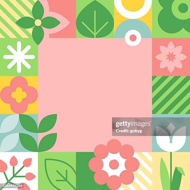 geometric spring flower frame background - turf background stock illustrations