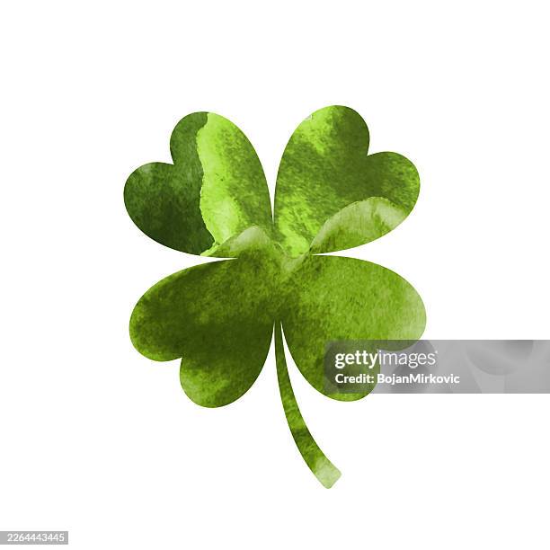 four leaf clover watercolor icon. vector - 4 leaf clover stock illustrations