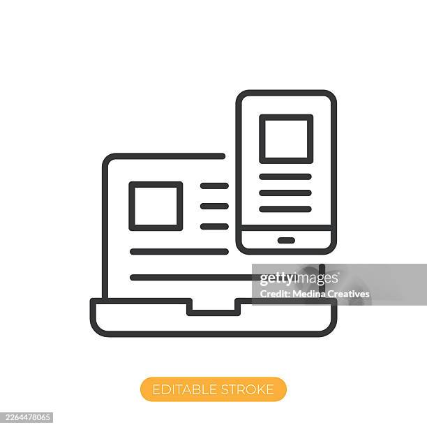 responsive design icon. editable stroke thin line icon - web designer tools stock illustrations