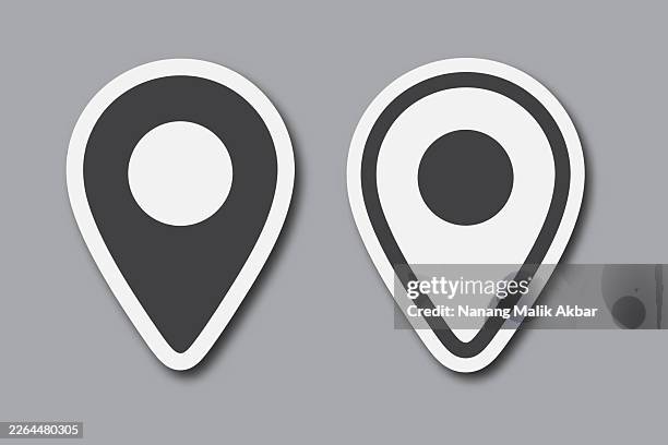 map pin sticker icon set - gps map texture stock illustrations