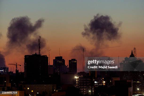 Smoke rising from a recent airstrike on March 6, 2026 in Tehran, Iran. The United States and Israel continued their joint attack on Iran that began...