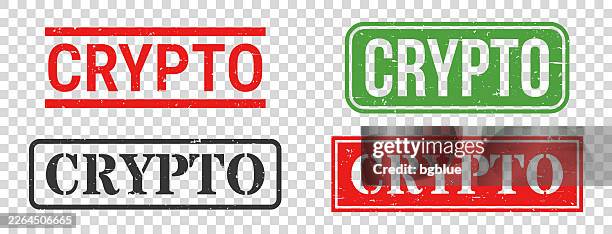 crypto - rubber stamp set on blank background - crypto logo stock illustrations