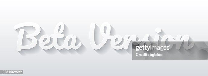 Beta Version - Flat Design with paper cut effect on blank background Beta Version - Flat Design with paper cut effect on blank background
