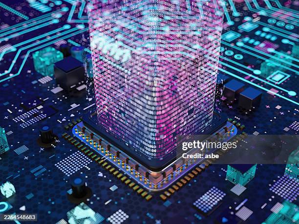 artificial intelligence processor with digital data flow and microchip - quick fix stock pictures, royalty-free photos & images