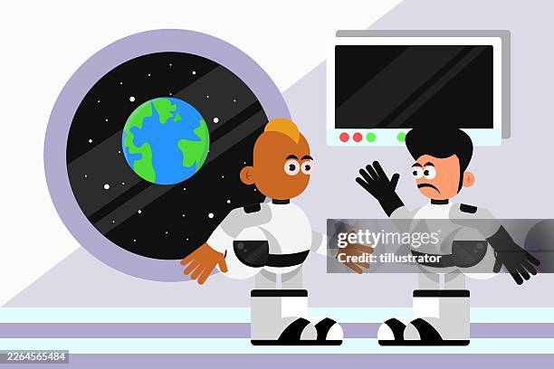 spaceship explore meteors - rocket orbit stock illustrations