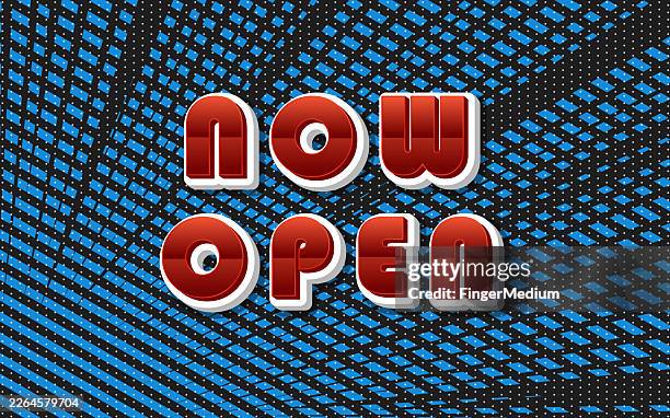now open text with comic background - now open stock illustrations