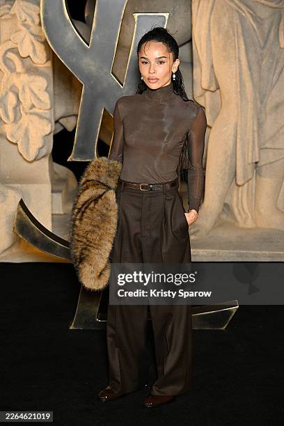 Zoë Kravitz attends the Saint Laurent Womenswear Fall/Winter 2026-2027 show as part of Paris Fashion Week on March 03, 2026 in Paris, France.