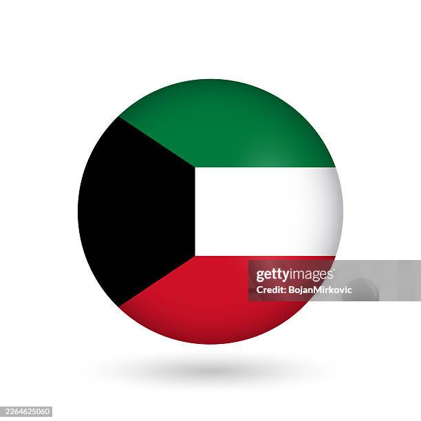 kuwait circle badge flag. vector - kuwaiti flag stock illustrations