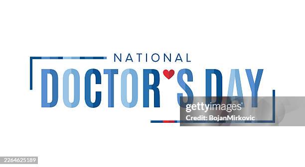 ilustraciones, imágenes clip art, dibujos animados e iconos de stock de cartel con letras del día nacional del doctor. vector - asistente de enfermera