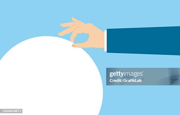 hand holding a giant circle template and blank space for text - work hard poster stock illustrations