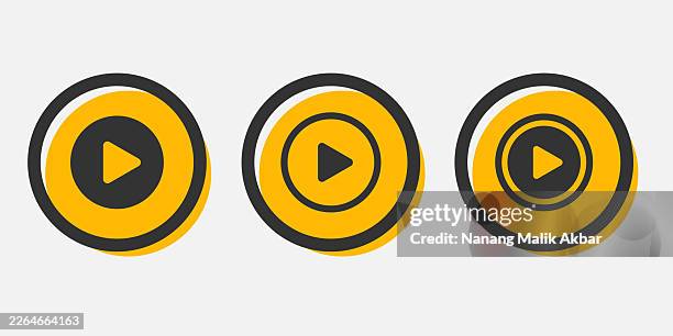 play button icon set - play button overlay stock illustrations