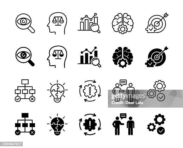 critical thinking icon set. problem solving and logic symbol. vector illustration. - logical thinking stock illustrations