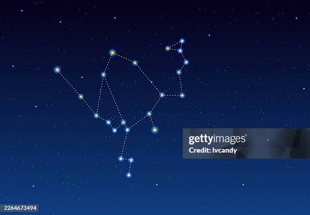 ophiuchus - libra constellation stock illustrations