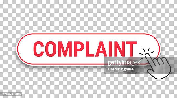 complaint - 3d click web button with hand cursor on blank background - technical issues stock illustrations