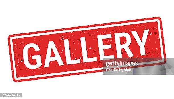 gallery - red rubber stamp on white background - gallery frames stock illustrations