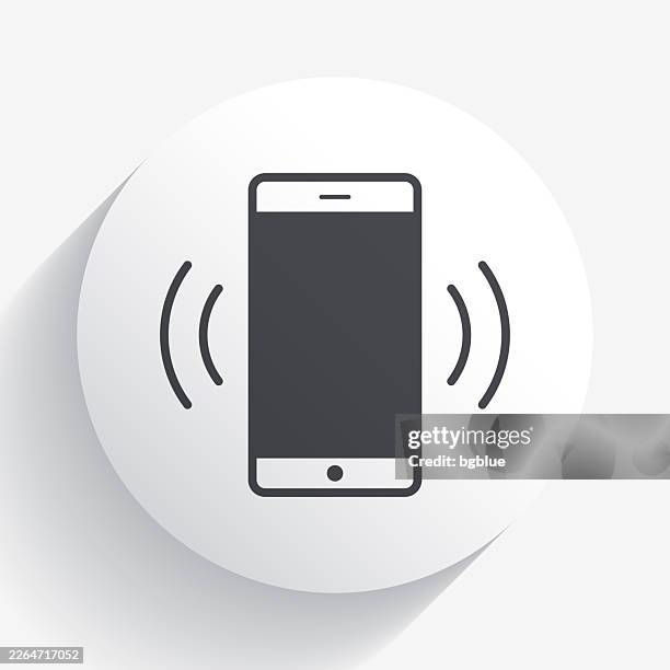 mobile phone ringing. icon on circle button with long shadow - iphone notification stock illustrations