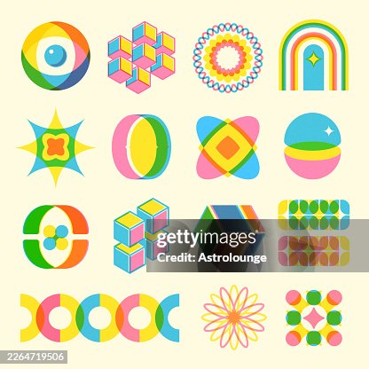 Vector Abstract Risograph Art Style Design Elements Vector Abstract Risograph Art Style Design Elements
