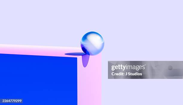 abstract sphere at the edge representing risk and decision making - risikomanagement stock-fotos und bilder