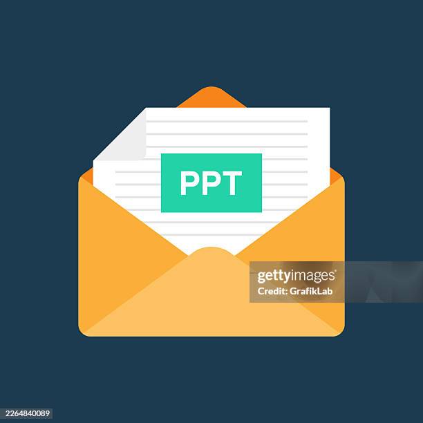 mail icon containing ppt presentation file - shared office stock illustrations