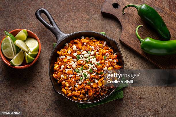 chili lime corn - cotija cheese stock pictures, royalty-free photos & images