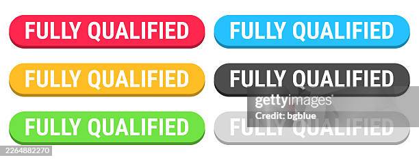 fully qualified - colorful 3d click web buttons on blank background - learning computer skills stock illustrations
