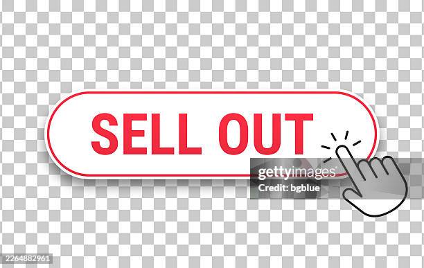 sell out - 3d click web button with hand cursor on blank background - moving boxes outside stock illustrations