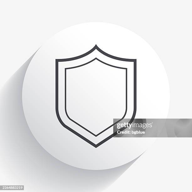 shield. icon on circle button with long shadow - security guard white background stock illustrations