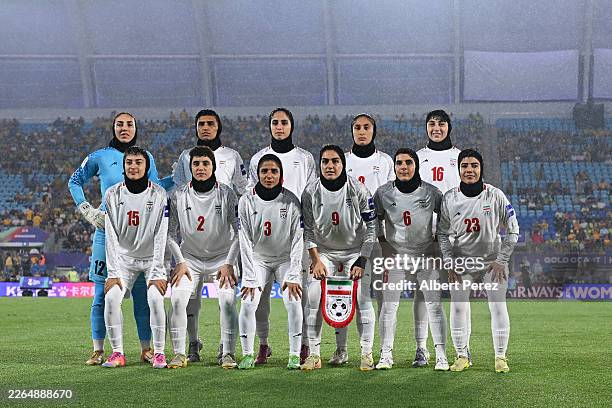 Islamic Republic of Iran players line up for a team photo prior to the AFC Women's Asian Cup Australia 2026 match between Islamic Republic of Iran...
