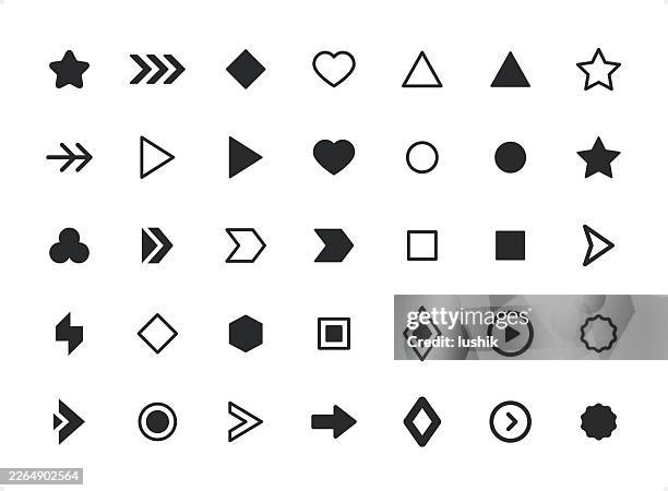 bullet points icon set. editable stroke weight. pixel perfect. line- and solid-style icons. - bullet stock illustrations
