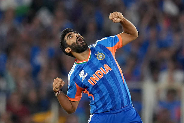 Jasprit Bumrah of India celebrates the wicket of Matt Henry of New Zealand during the ICC Men's T20 World Cup India & Sri Lanka 2026 Final between...