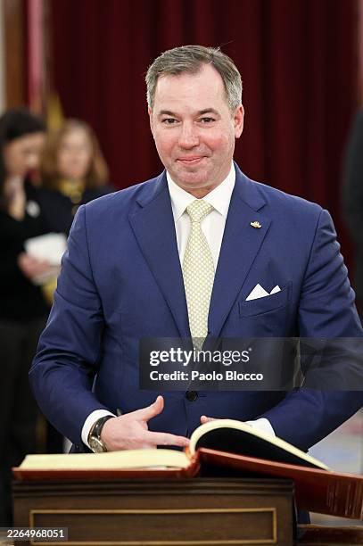 The Grand Duke Guillaume of Luxembourg Visits the Congress Of Deputies on March 05, 2026 in Madrid, Spain.
