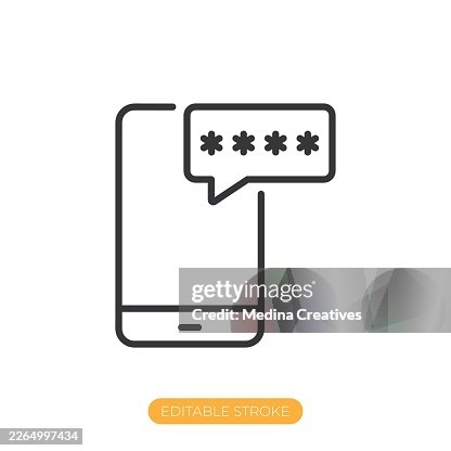 Smartphone authentication icon. Editable stroke thin line icon Smartphone authentication icon. Editable stroke thin line icon