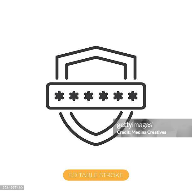 secured shield icon. editable stroke thin line icon - button icon editable stock illustrations