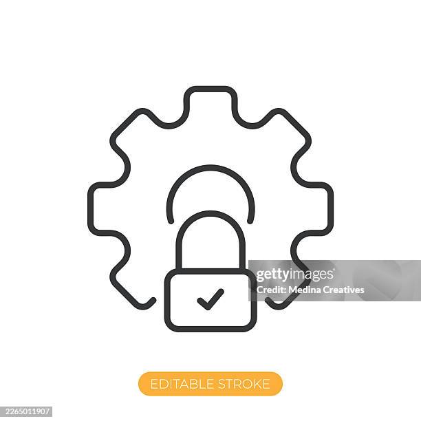 security settings icon. editable stroke thin line icon - computer virus scanning stock illustrations