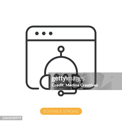 AI customer service chatbot icon. Editable stroke thin line icon AI customer service chatbot icon. Editable stroke thin line icon