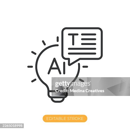AI creative idea icon. Editable stroke thin line icon AI creative idea icon. Editable stroke thin line icon
