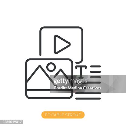 Multimedia content icon. Editable stroke thin line icon Multimedia content icon. Editable stroke thin line icon