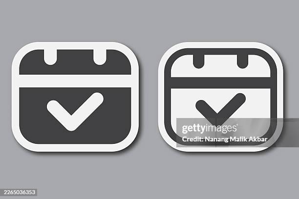 calendar sticker icon set - standardized test stock illustrations