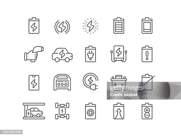 charging icons - car battery stock illustrations